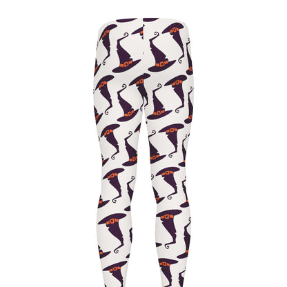 Purple Halloween Witch Hat Pattern Print Men's leggings
