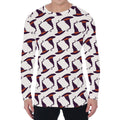 Purple Halloween Witch Hat Pattern Print Men's Long Sleeve T-Shirt