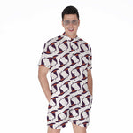 Purple Halloween Witch Hat Pattern Print Men's Rompers