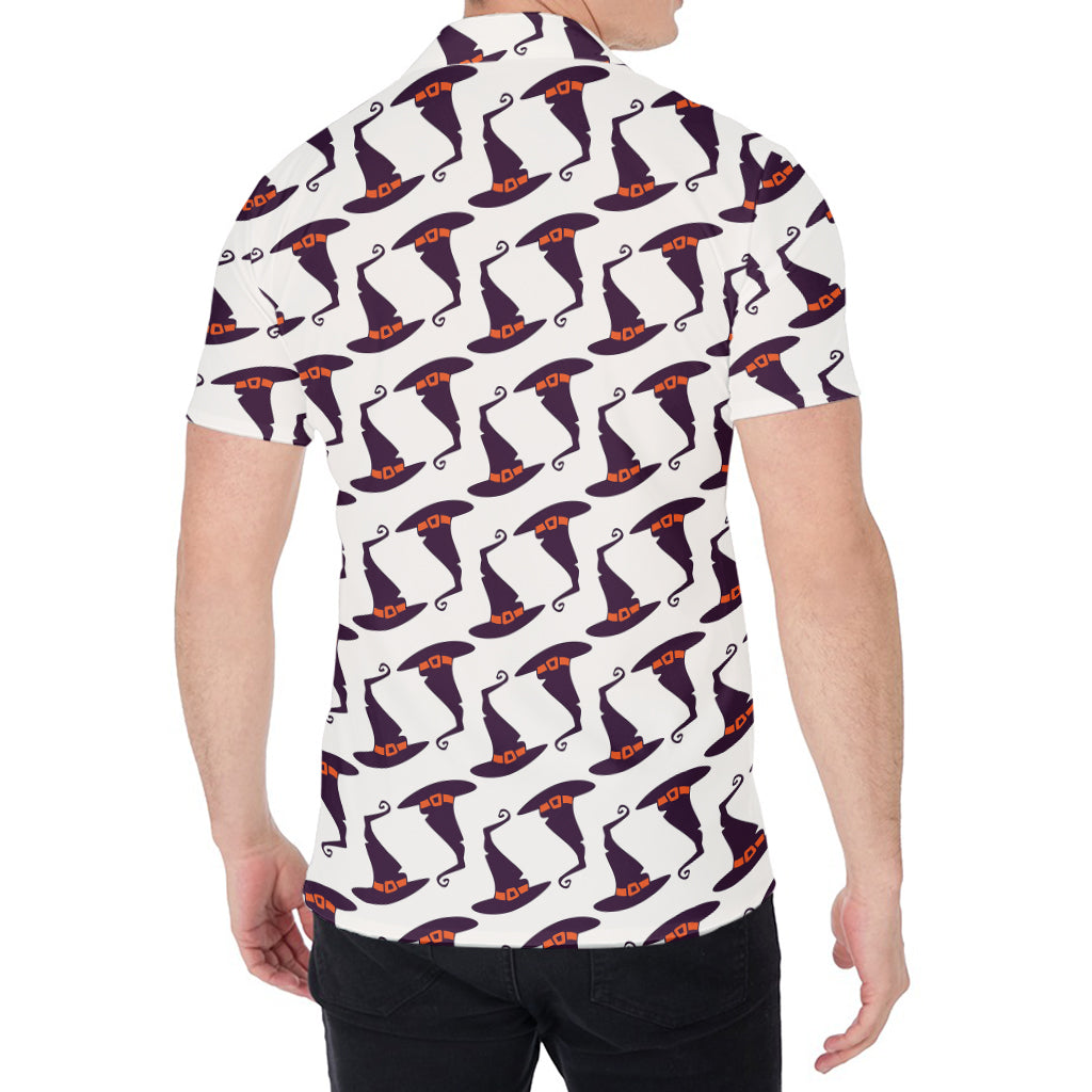 Purple Halloween Witch Hat Pattern Print Men's Shirt