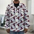 Purple Halloween Witch Hat Pattern Print Men's Shirt Jacket
