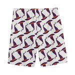 Purple Halloween Witch Hat Pattern Print Men's Sports Shorts