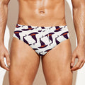 Purple Halloween Witch Hat Pattern Print Men's Swim Briefs