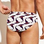 Purple Halloween Witch Hat Pattern Print Men's Swim Briefs