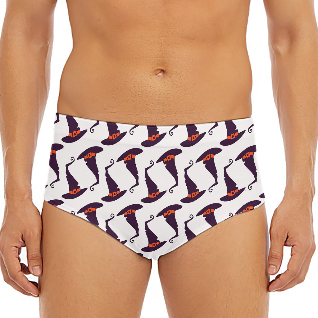 Purple Halloween Witch Hat Pattern Print Men's Triangle Swim Briefs