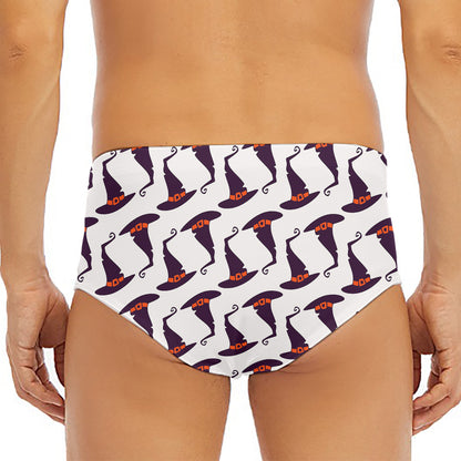 Purple Halloween Witch Hat Pattern Print Men's Triangle Swim Briefs