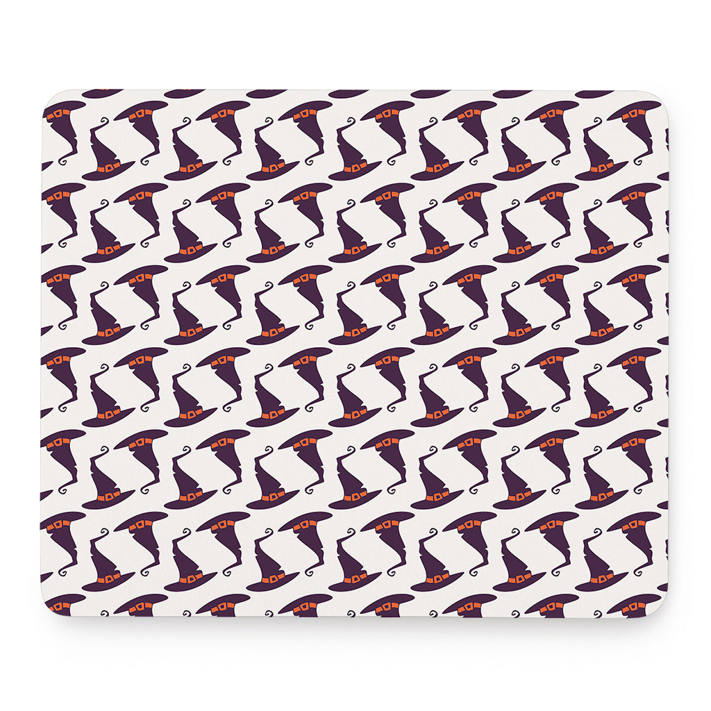 Purple Halloween Witch Hat Pattern Print Mouse Pad