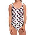 Purple Halloween Witch Hat Pattern Print One Piece Swimsuit