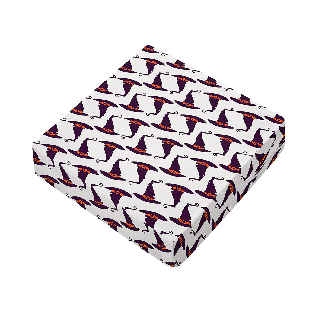 Purple Halloween Witch Hat Pattern Print Outdoor Seat Cushion Cover