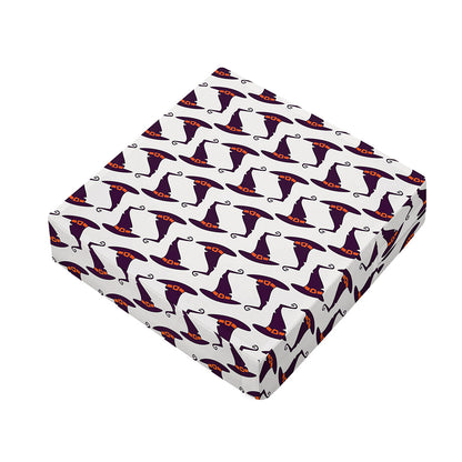 Purple Halloween Witch Hat Pattern Print Outdoor Seat Cushion Cover