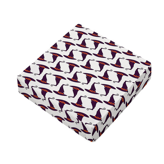 Purple Halloween Witch Hat Pattern Print Outdoor Seat Cushion Cover