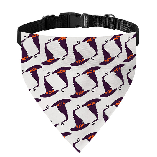 Purple Halloween Witch Hat Pattern Print Over The Collar Dog Bandana