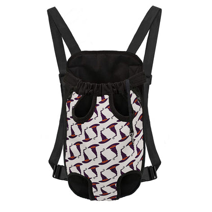 Purple Halloween Witch Hat Pattern Print Pet Carrier Backpack