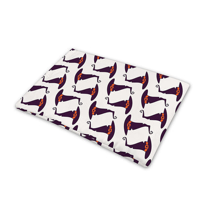 Purple Halloween Witch Hat Pattern Print Pet Cooling Mat Cover