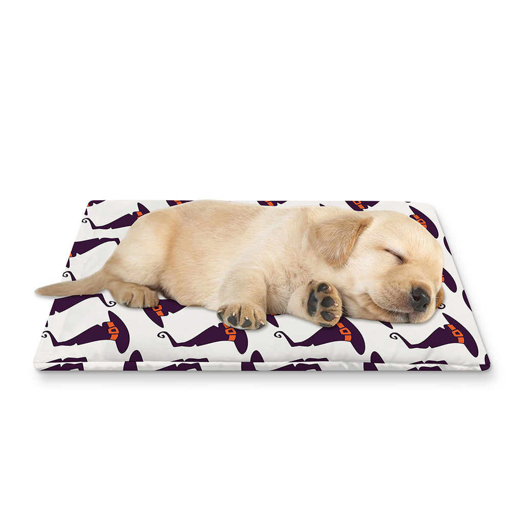 Purple Halloween Witch Hat Pattern Print Pet Cooling Mat Cover