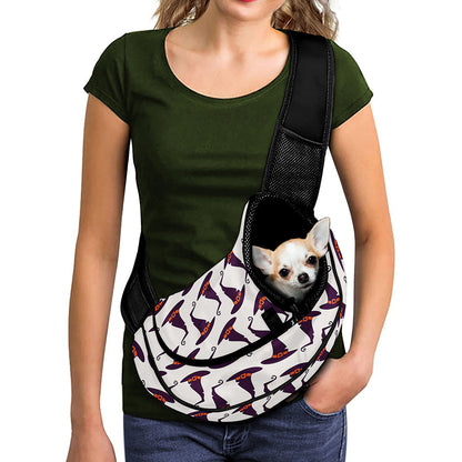 Purple Halloween Witch Hat Pattern Print Pet Sling Carrier