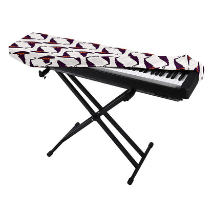 Purple Halloween Witch Hat Pattern Print Piano Keyboard Cover