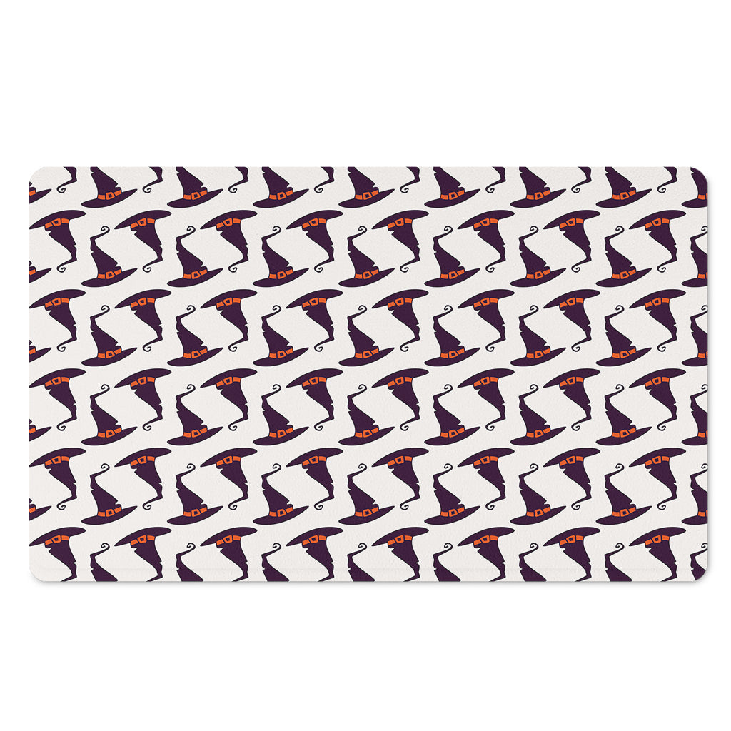 Purple Halloween Witch Hat Pattern Print Polyester Doormat