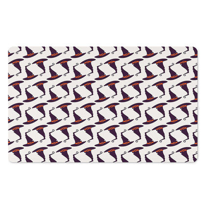 Purple Halloween Witch Hat Pattern Print Polyester Doormat