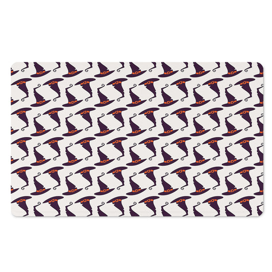 Purple Halloween Witch Hat Pattern Print Polyester Doormat