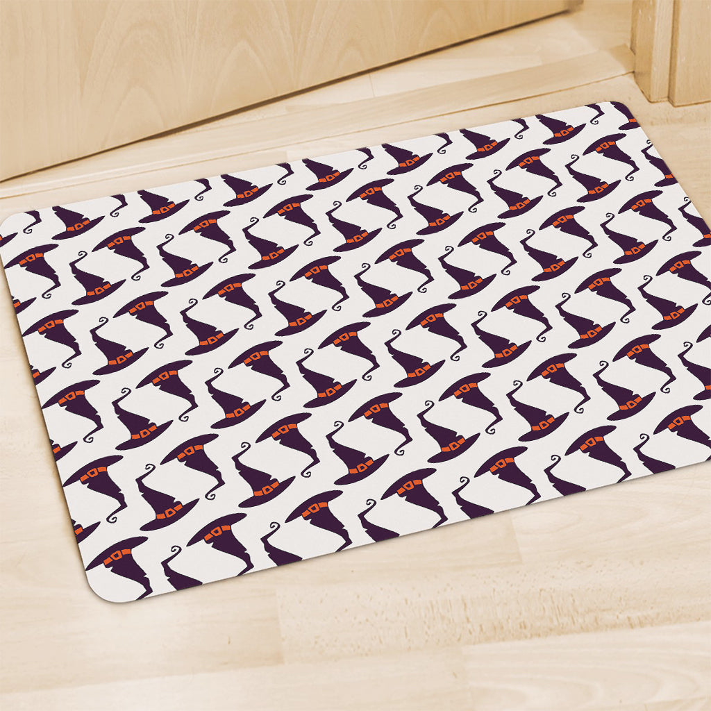 Purple Halloween Witch Hat Pattern Print Polyester Doormat