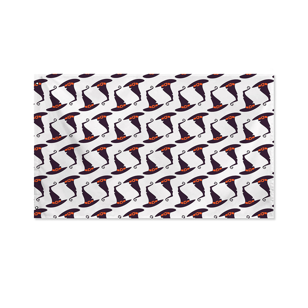 Purple Halloween Witch Hat Pattern Print Polyester Flag