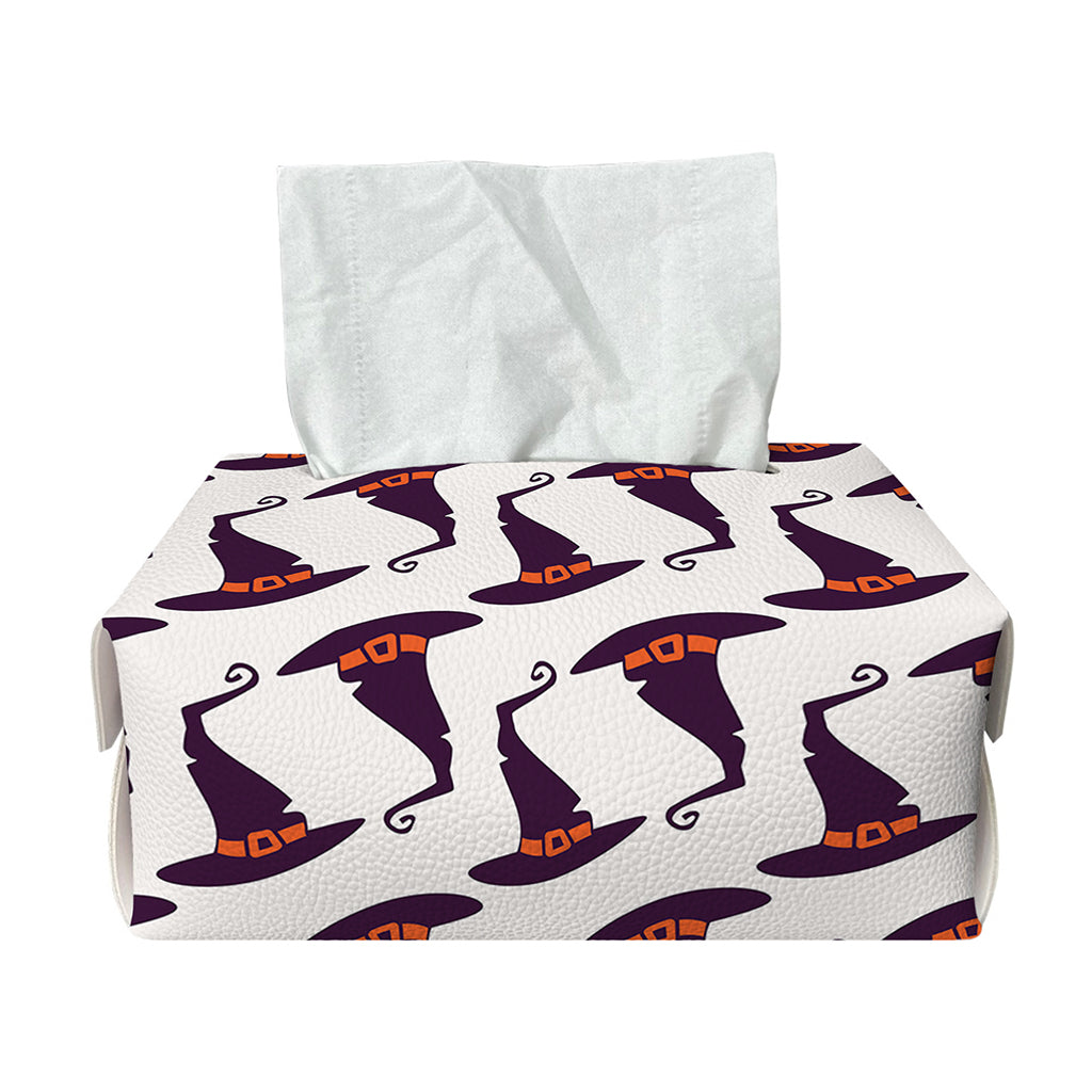 Purple Halloween Witch Hat Pattern Print Rectangle Tissue Box Cover