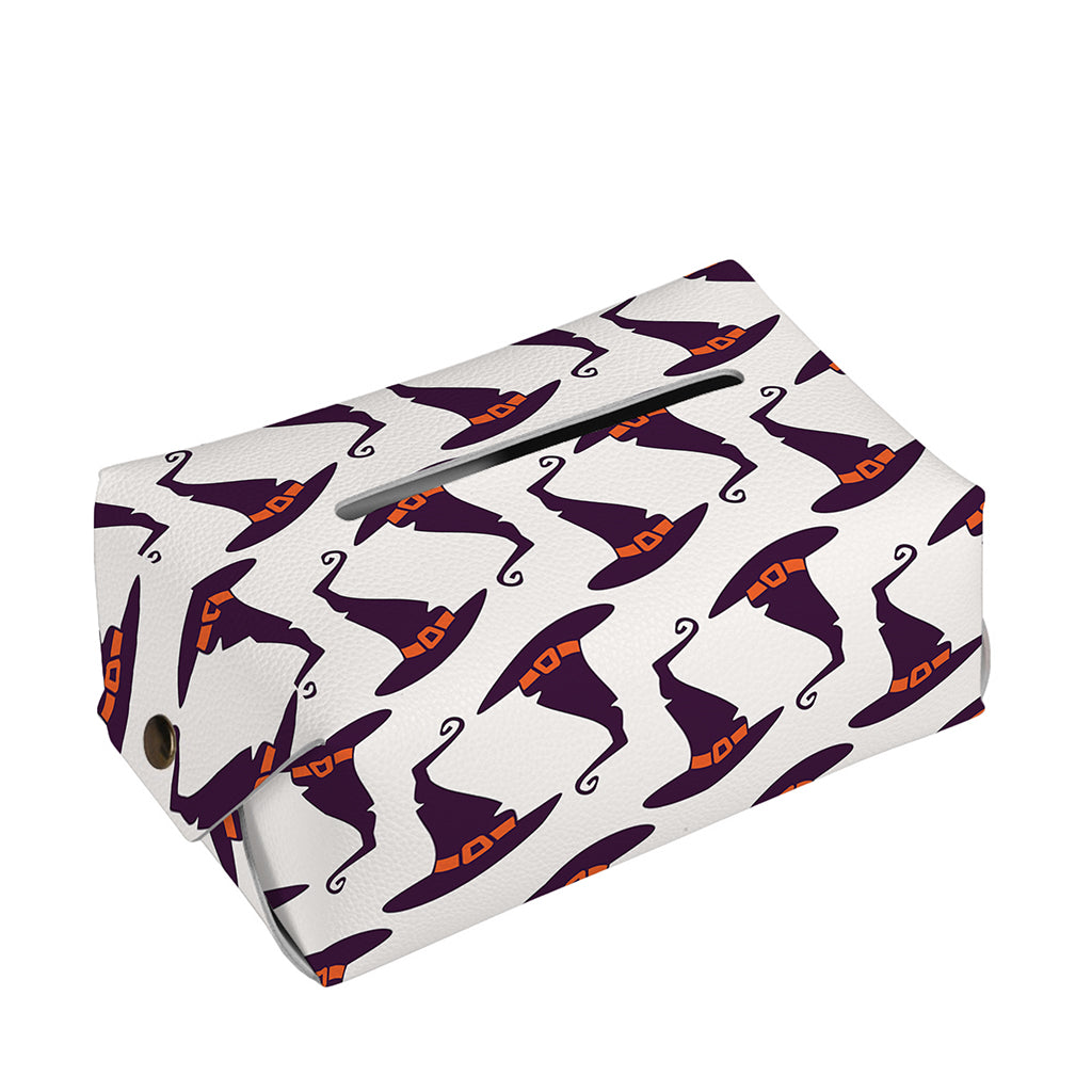 Purple Halloween Witch Hat Pattern Print Rectangle Tissue Box Cover