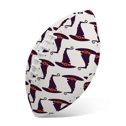 Purple Halloween Witch Hat Pattern Print Rugby Ball