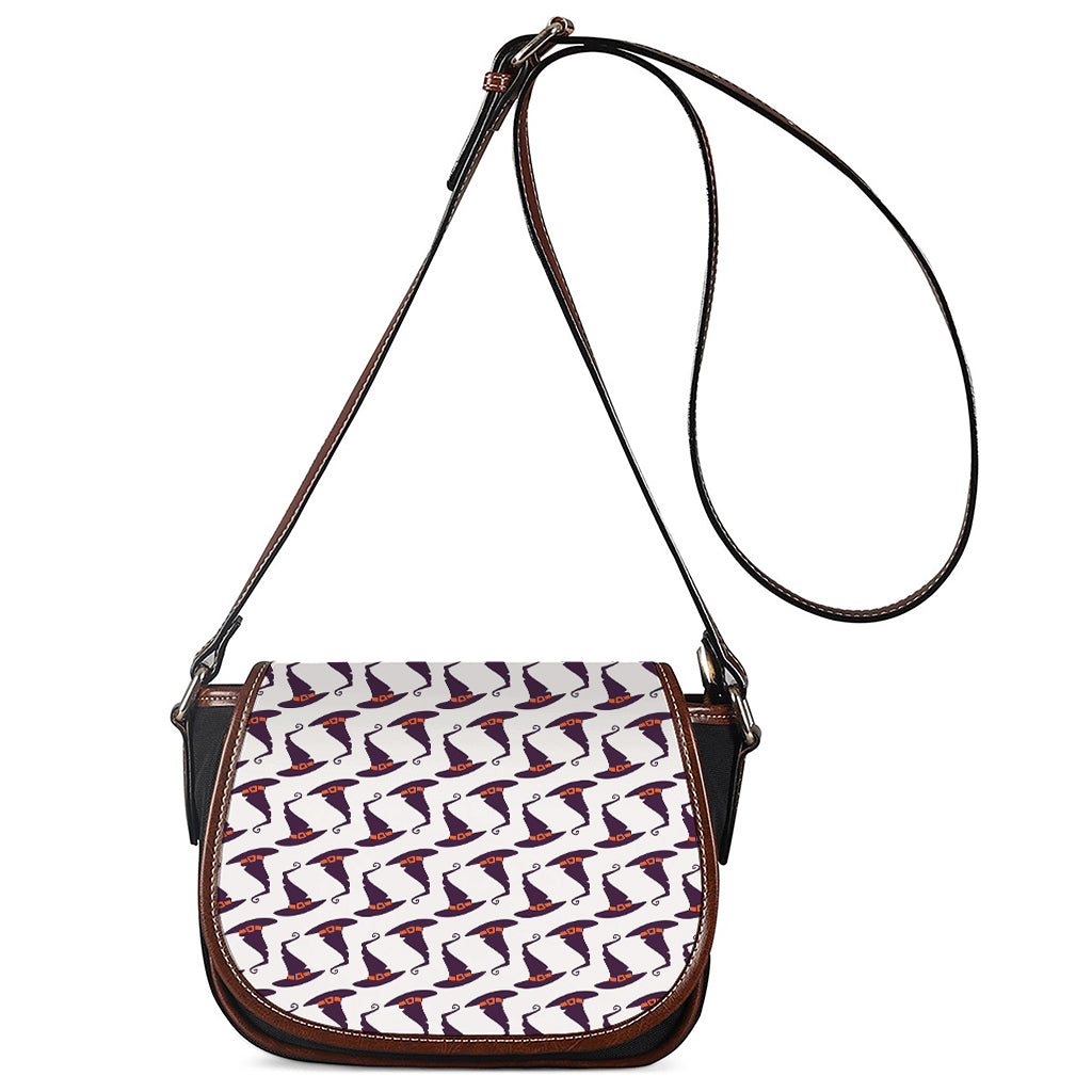 Purple Halloween Witch Hat Pattern Print Saddle Bag
