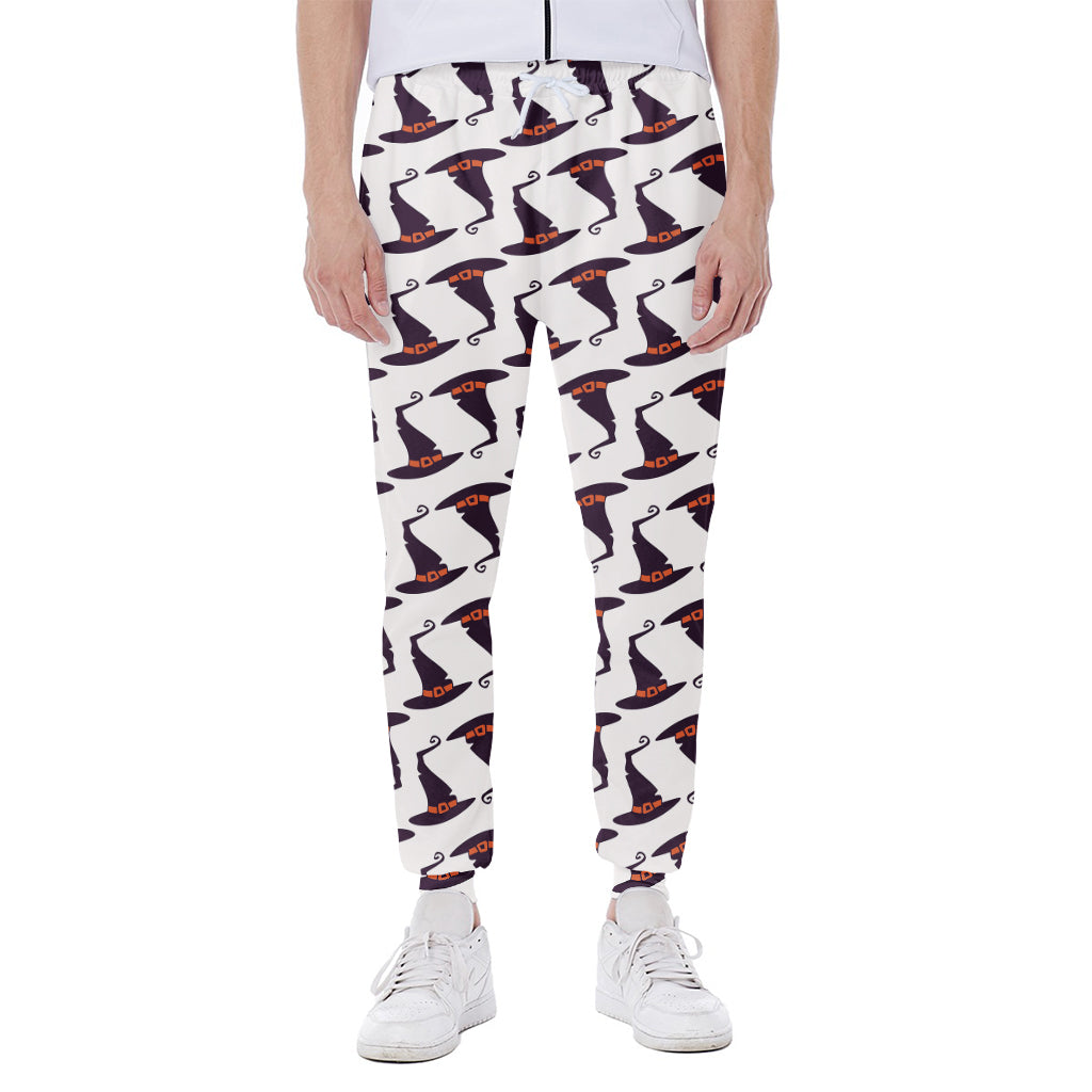 Purple Halloween Witch Hat Pattern Print Scuba Joggers