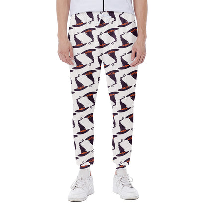 Purple Halloween Witch Hat Pattern Print Scuba Joggers