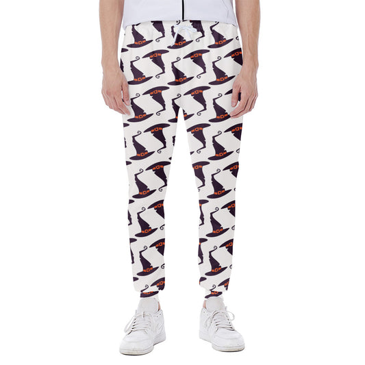 Purple Halloween Witch Hat Pattern Print Scuba Joggers