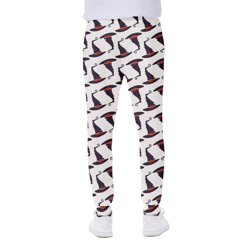 Purple Halloween Witch Hat Pattern Print Scuba Joggers