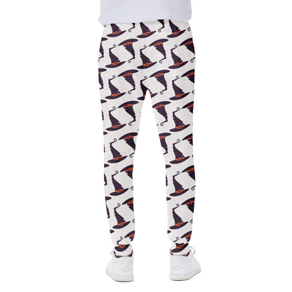 Purple Halloween Witch Hat Pattern Print Scuba Joggers