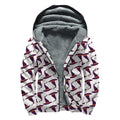 Purple Halloween Witch Hat Pattern Print Sherpa Lined Zip Up Hoodie