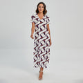 Purple Halloween Witch Hat Pattern Print Short Sleeve Maxi Dress