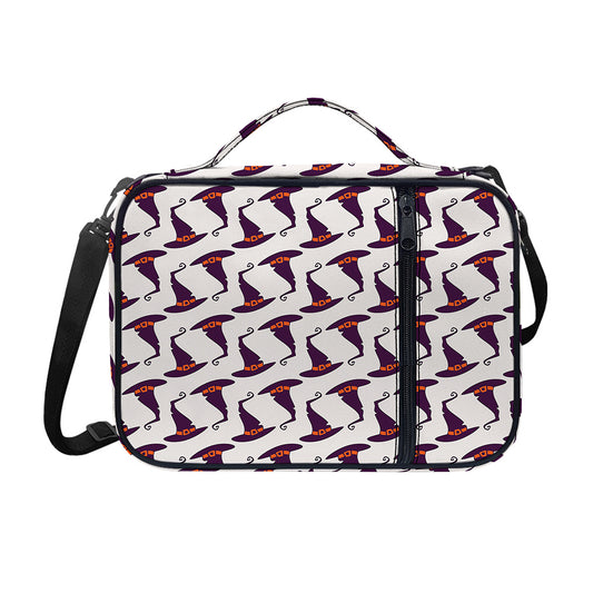 Purple Halloween Witch Hat Pattern Print Shoulder Strap Bible Bag
