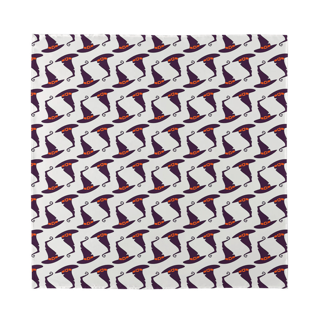 Purple Halloween Witch Hat Pattern Print Silk Bandana
