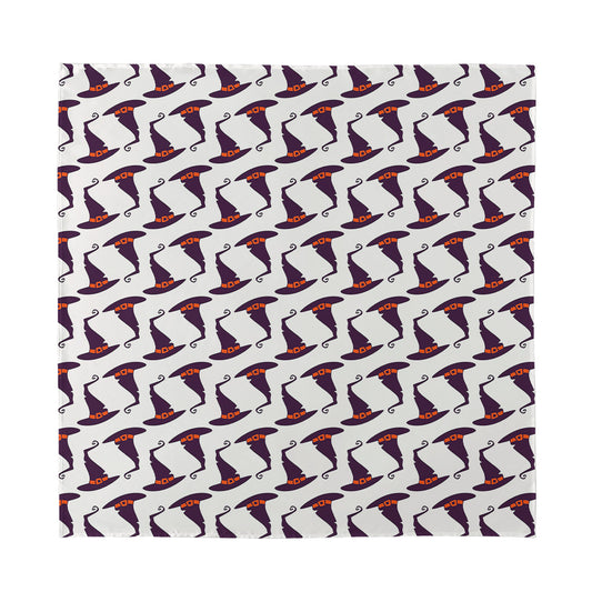 Purple Halloween Witch Hat Pattern Print Silk Bandana