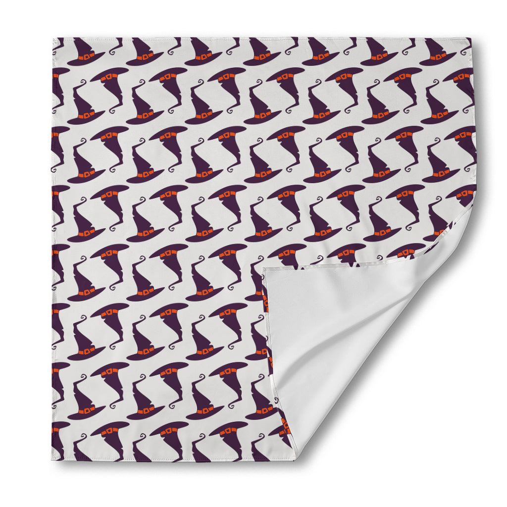 Purple Halloween Witch Hat Pattern Print Silk Bandana
