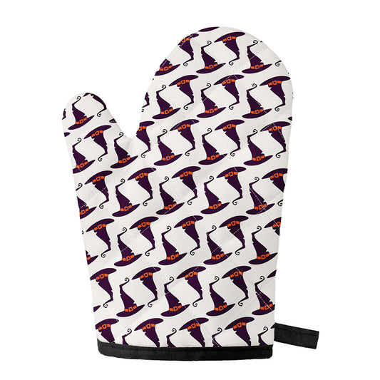 Purple Halloween Witch Hat Pattern Print Single Oven Mitt