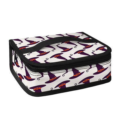 Purple Halloween Witch Hat Pattern Print Small Lunch Bag