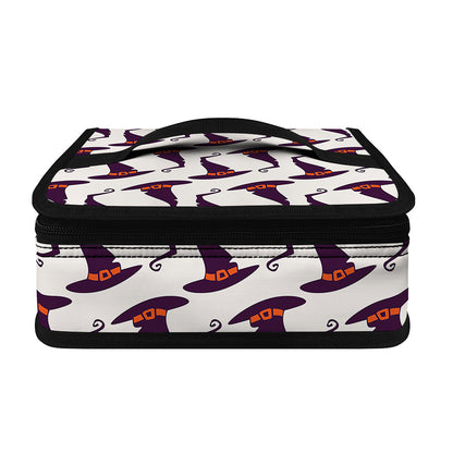 Purple Halloween Witch Hat Pattern Print Small Lunch Bag