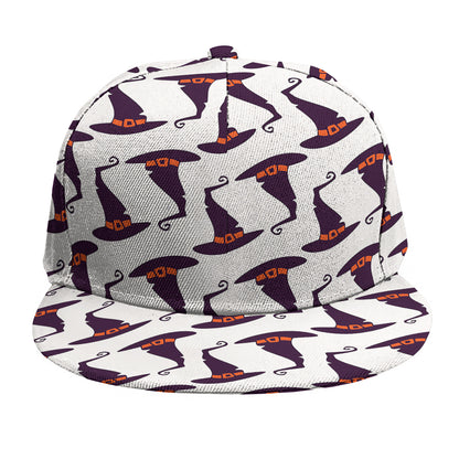 Purple Halloween Witch Hat Pattern Print Snapback Cap