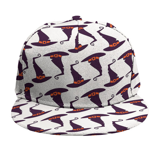 Purple Halloween Witch Hat Pattern Print Snapback Cap