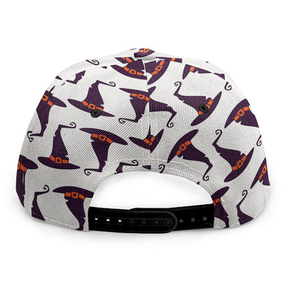 Purple Halloween Witch Hat Pattern Print Snapback Cap