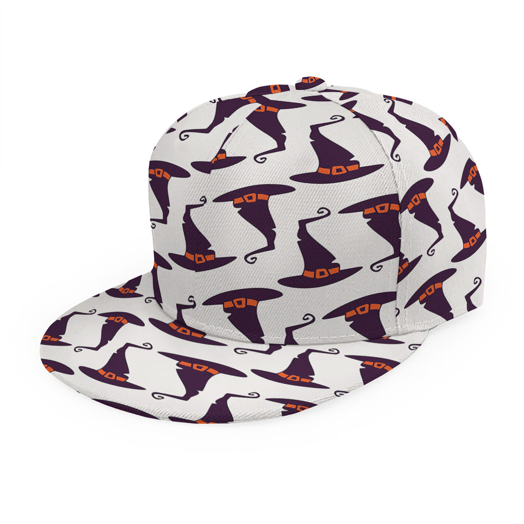 Purple Halloween Witch Hat Pattern Print Snapback Cap