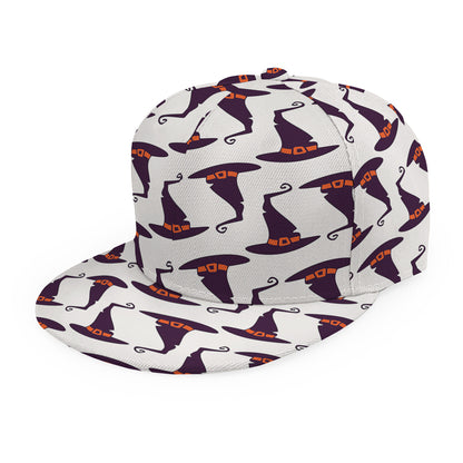 Purple Halloween Witch Hat Pattern Print Snapback Cap