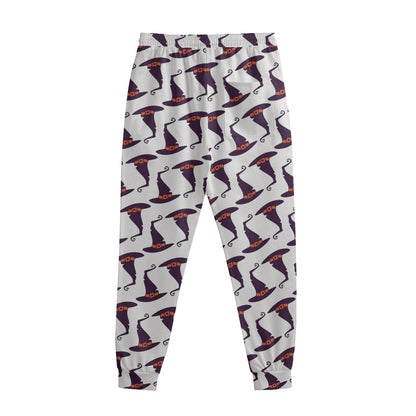Purple Halloween Witch Hat Pattern Print Sweatpants